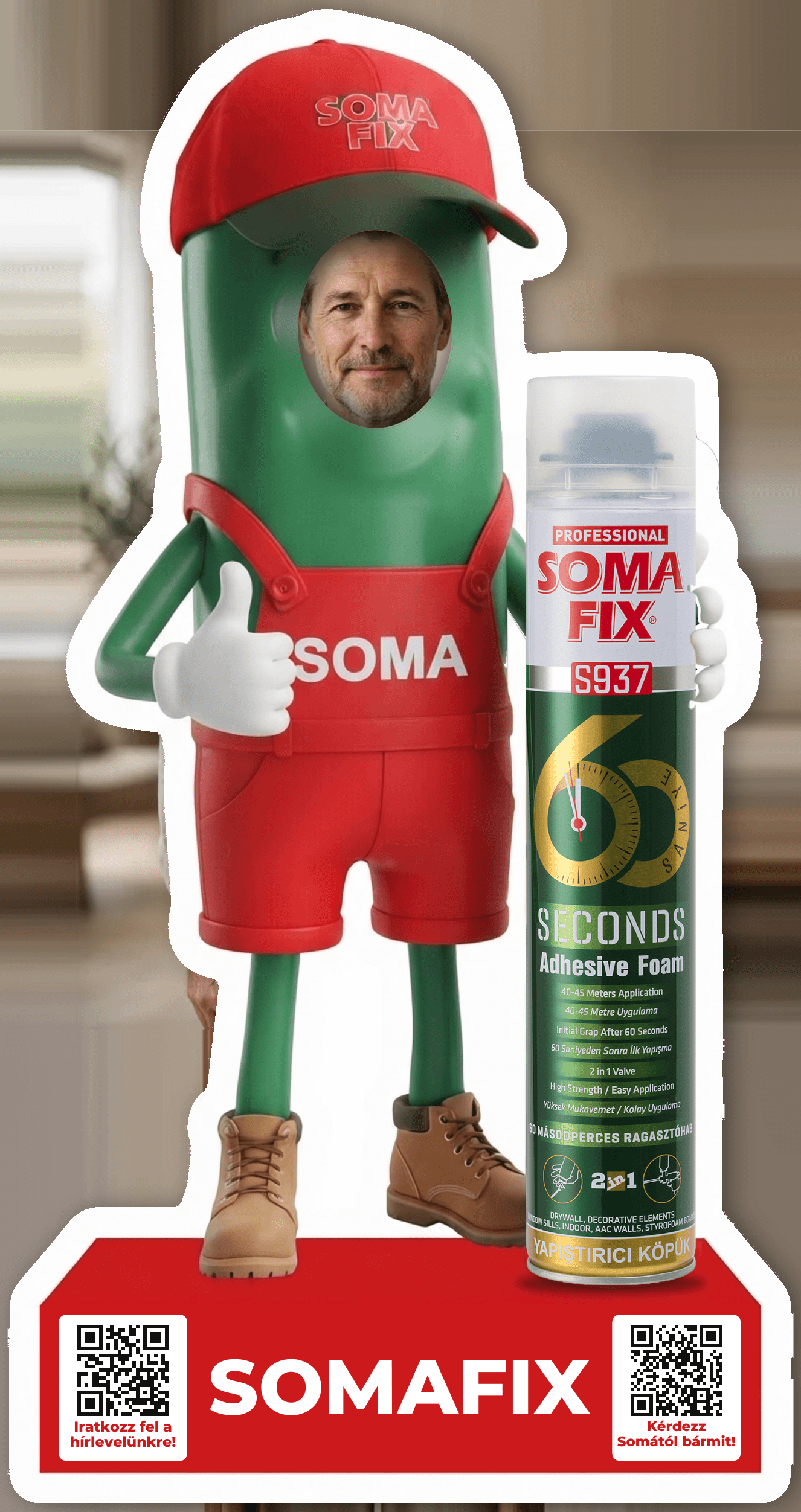 Ember a SOMA fotótábla mögött